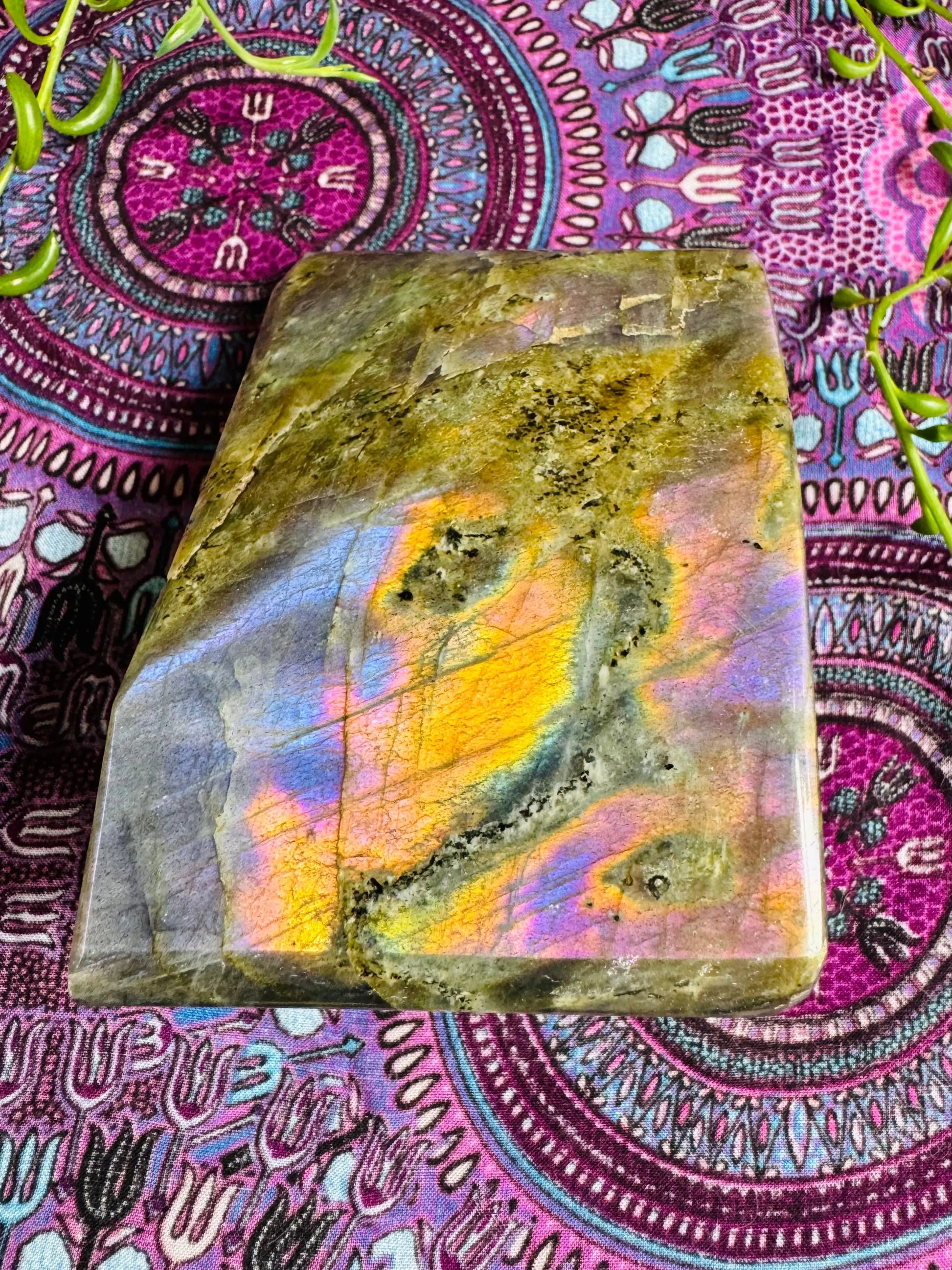 Labradorite Freeform | Purple Pink Orange Sunset Flash | Large | Polished | Crystal Decor | Healing | Gift Crystal Eyes It