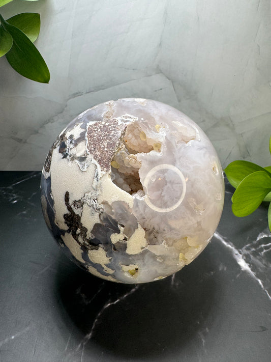 Large Druzy Agate and White Quartz Sphere 3.5” | Druzy Quartz | White | Crystal Decor | Healing | Gift Crystal Eyes It