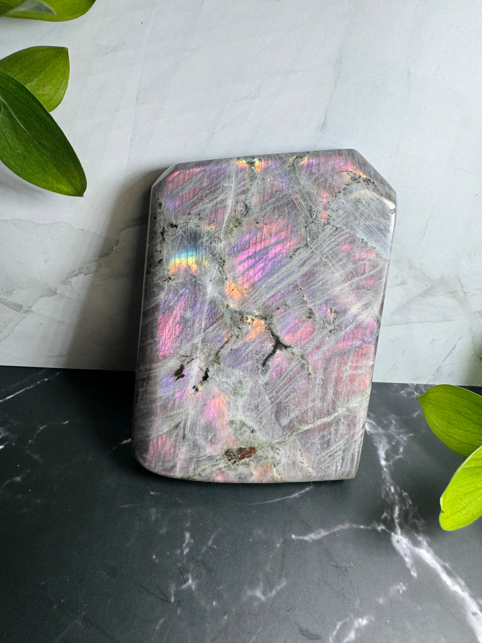Labradorite Freeform | Purple Pink Orange Sunset Flash | Large | Polished | Crystal Decor | Healing | Gift Crystal Eyes It