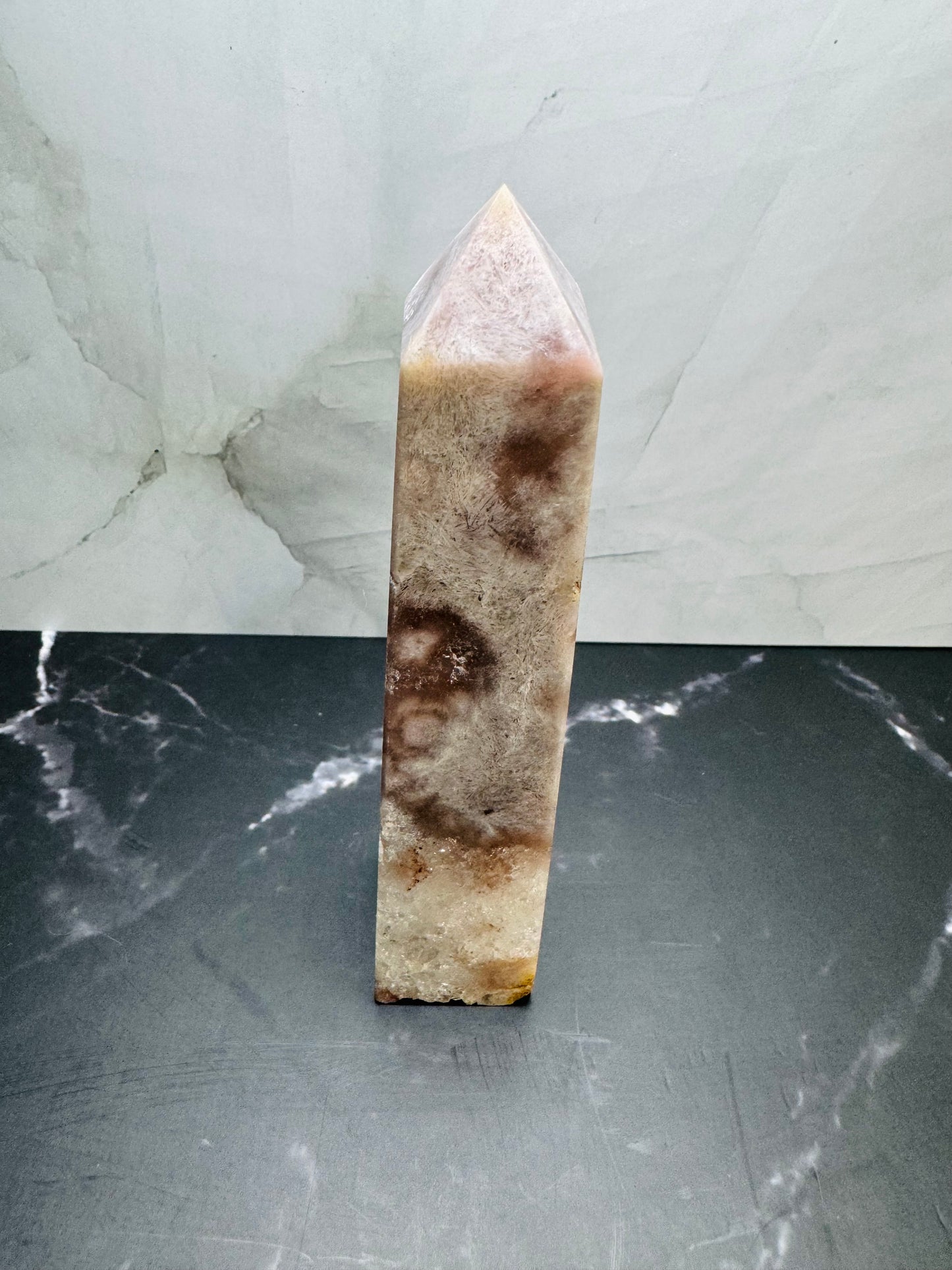 Flower Agate Quartz Crystal Tower Wand Point 5” | Large | Crystal Decor | Healing | Gift Crystal Eyes It