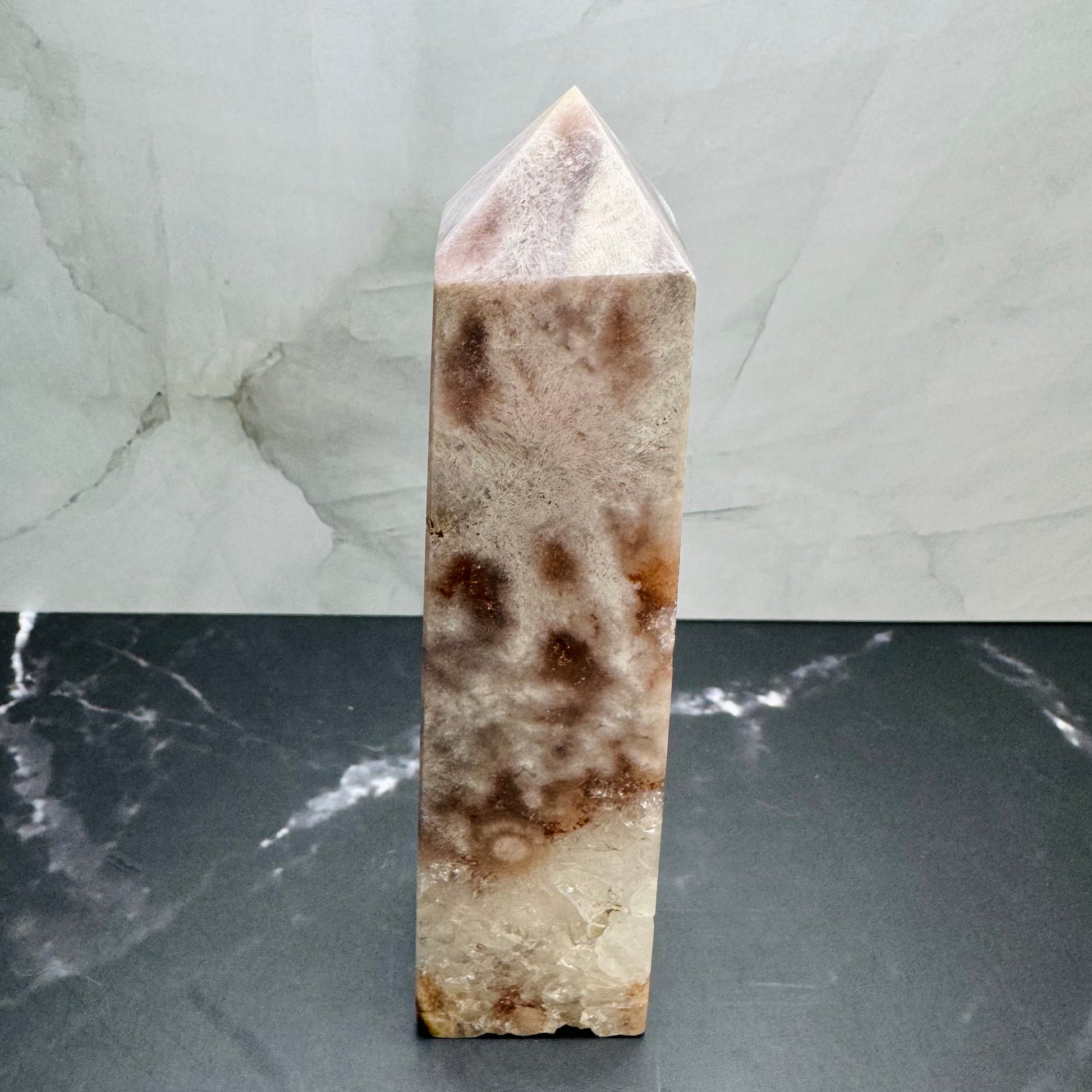 Flower Agate Quartz Crystal Tower Wand Point 5” | Large | Crystal Decor | Healing | Gift Crystal Eyes It
