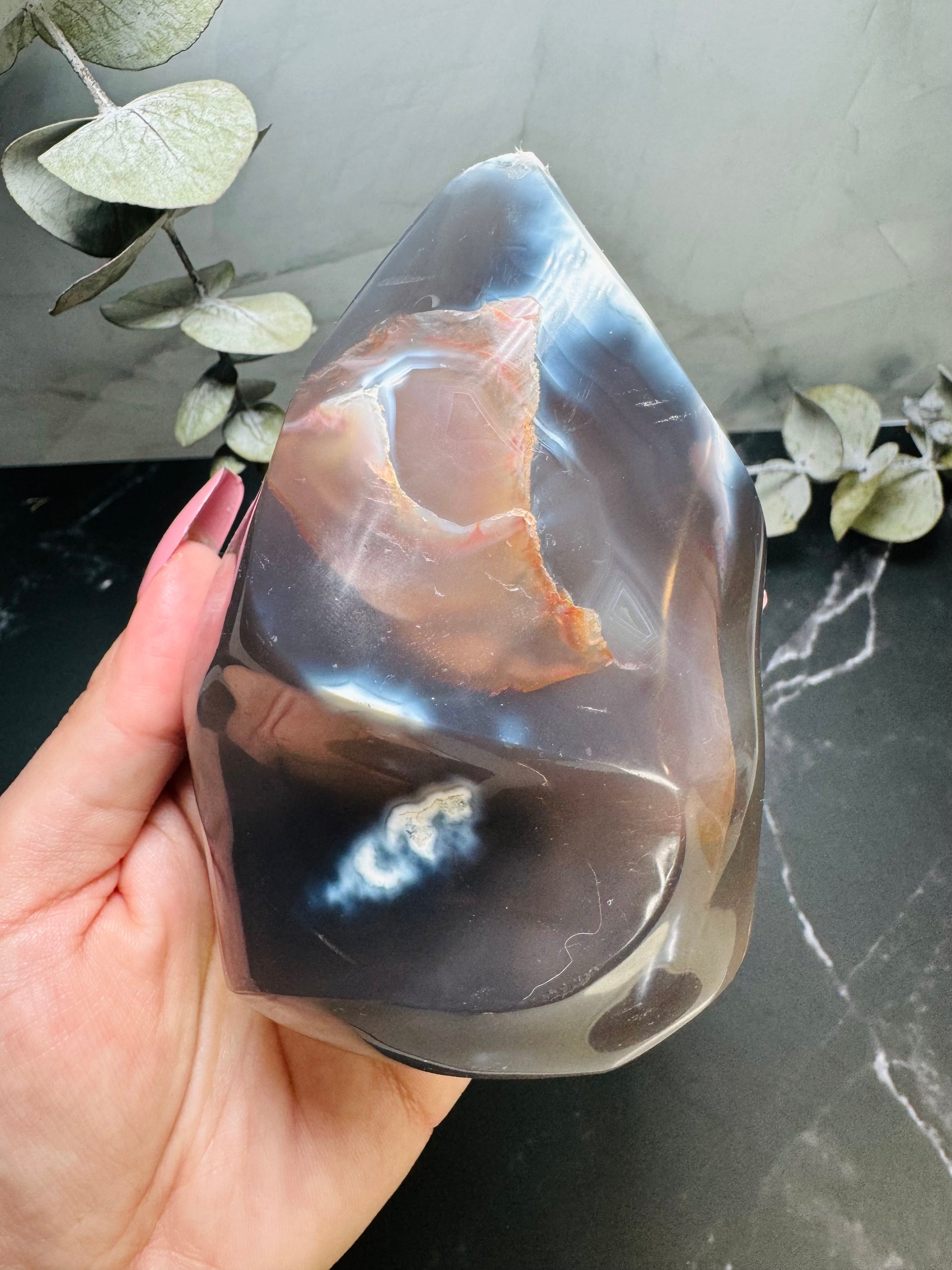 Orca Agate Flame Point 4” | Large | Crystal Decor | Healing | Gift Crystal Eyes It