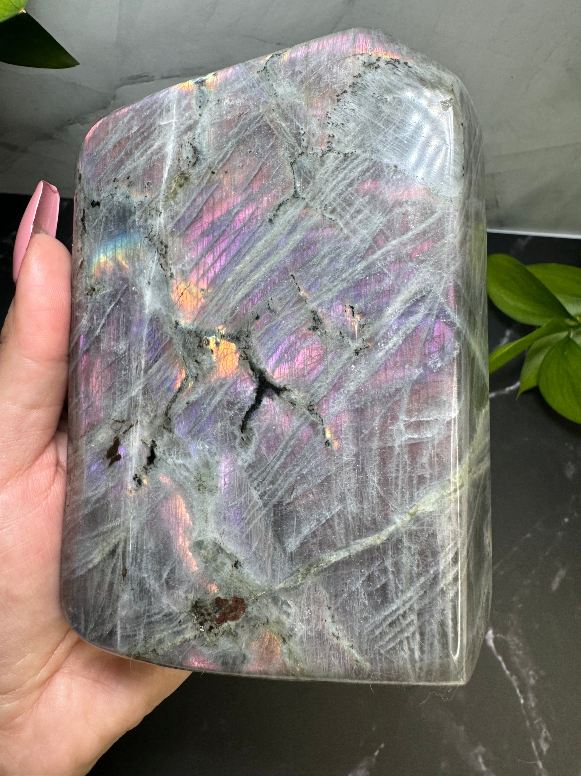 Labradorite Freeform | Purple Pink Orange Sunset Flash | Large | Polished | Crystal Decor | Healing | Gift Crystal Eyes It