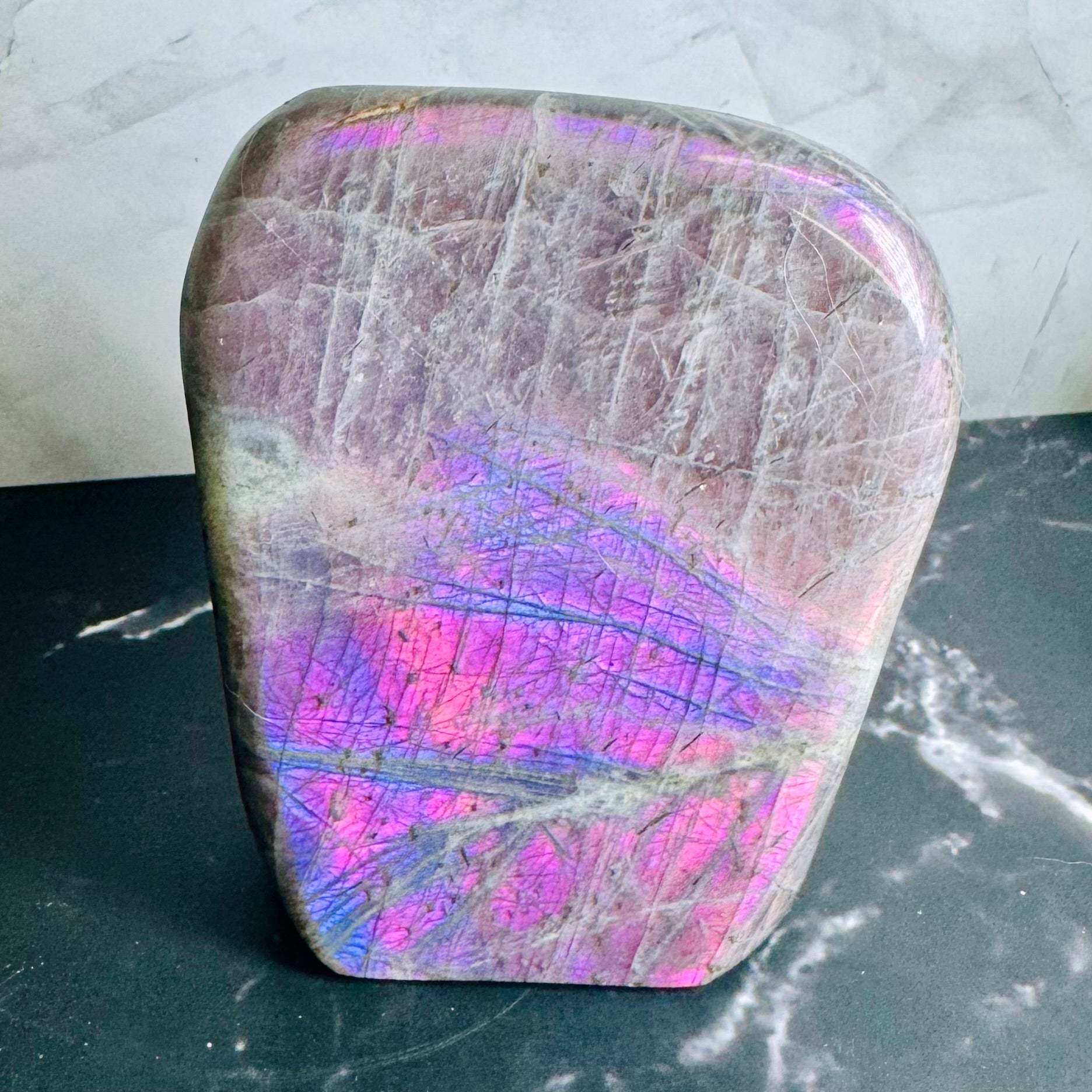 Labradorite Freeform | Purple Pink Blue Flash | Large | Polished | Crystal Decor | Healing | Gift Crystal Eyes It
