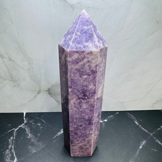Lepidolite Crystal Tower Wand Point 7” | Large | Crystal Decor | Healing | Gift Crystal Eyes It