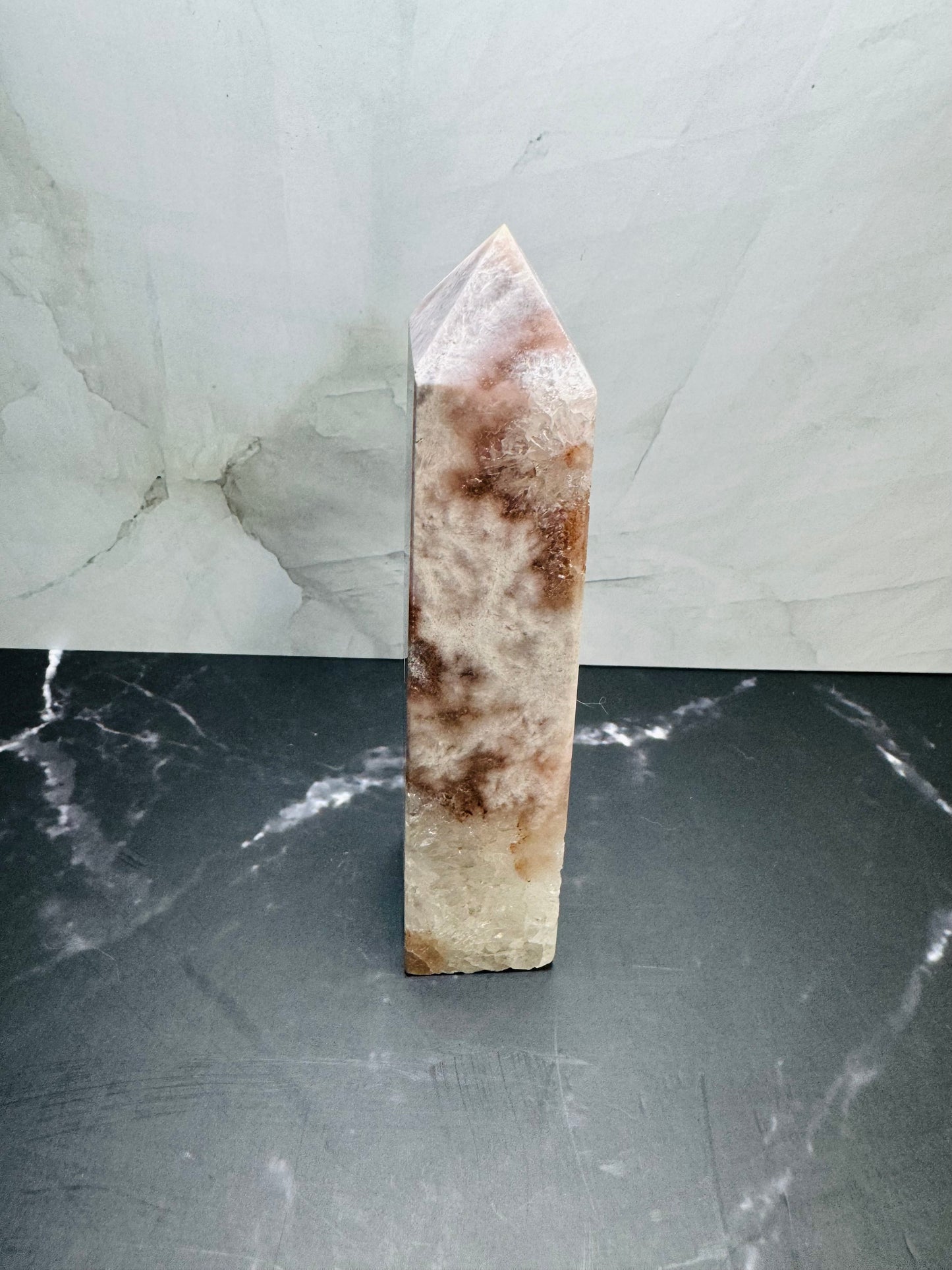 Flower Agate Quartz Crystal Tower Wand Point 5” | Large | Crystal Decor | Healing | Gift Crystal Eyes It