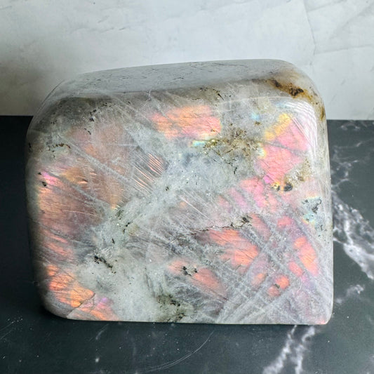 Labradorite Freeform | Purple Pink Orange Flash | Large | Polished | Crystal Decor | Healing | Gift Crystal Eyes It