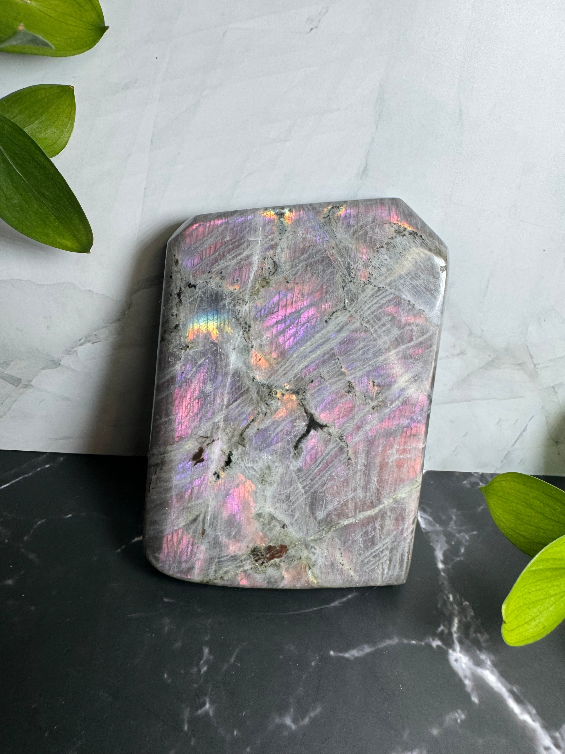 Labradorite Freeform | Purple Pink Orange Sunset Flash | Large | Polished | Crystal Decor | Healing | Gift Crystal Eyes It