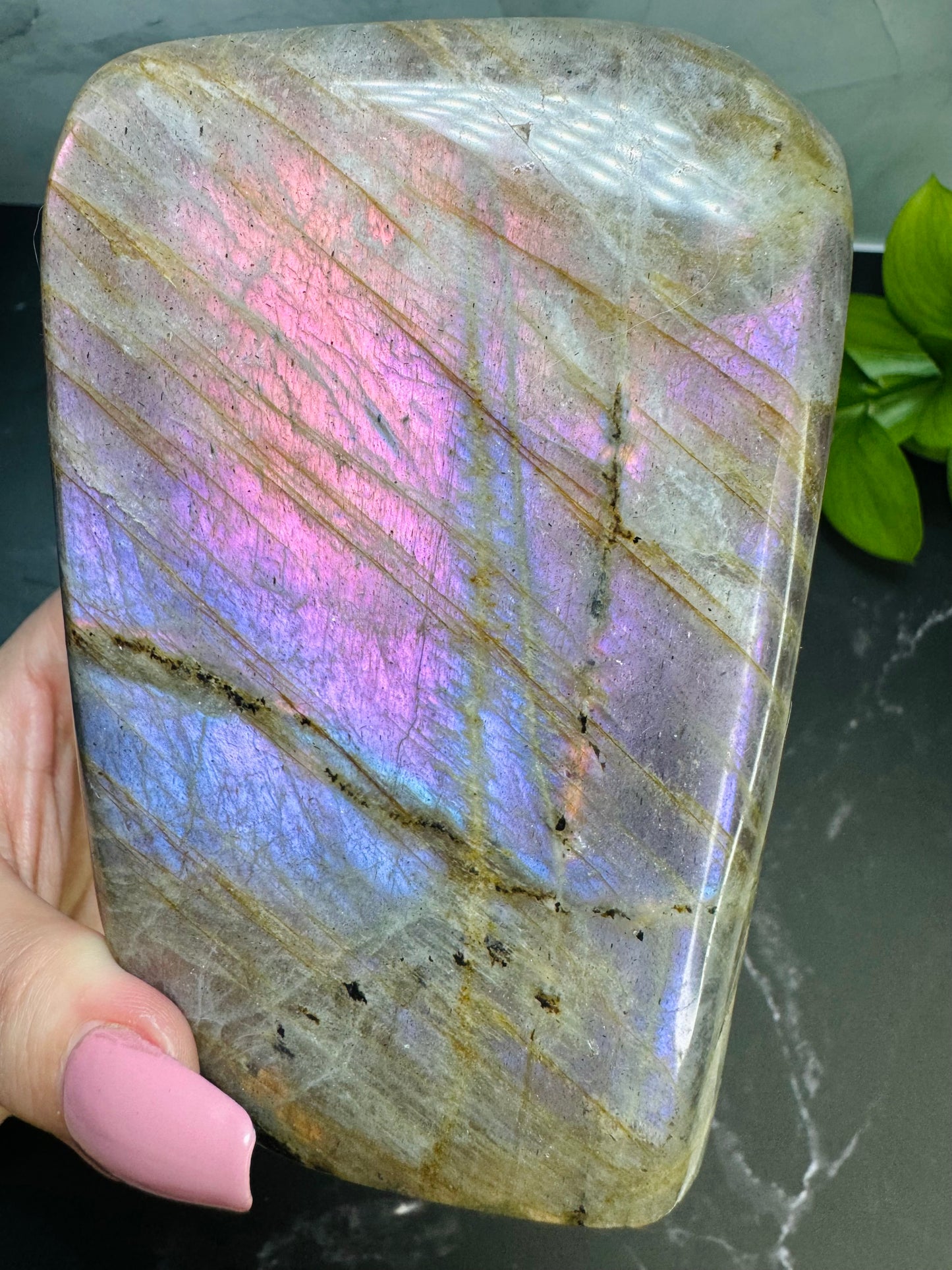 Labradorite Freeform | Purple Pink Flash | Large | Polished | Crystal Decor | Healing | Gift Crystal Eyes It
