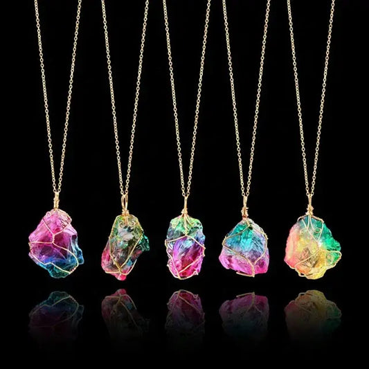 Crystal Necklace | Rainbow Quartz | Wire Wrapped | Jewelry | Healing Crystal | Gift Crystal Eyes It