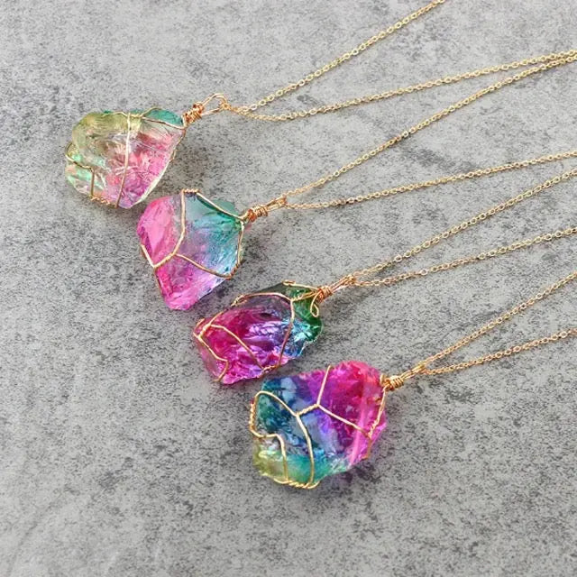 Crystal Necklace | Rainbow Quartz | Wire Wrapped | Jewelry | Healing Crystal | Gift Crystal Eyes It