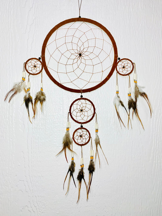 Dreamcatcher | Dream Catcher | Wall Hanging Decoration | Boho | Brown | Black | Feathers | Art | Gift Crystal Eyes It