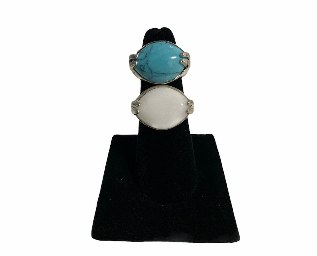 Gemstone Ring | Stone Ring | Turquoise Ring | White Agate Ring | Statement Ring Crystal Eyes It