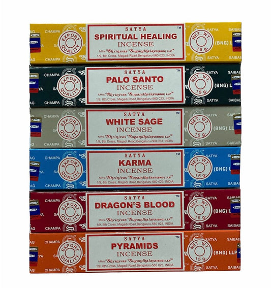 Incense | Satya Incense | Palo Santo | White Sage | Karma | Dragons Blood | Pyramids | Spiritual Healing | Nag Champa | Variety Pack Bundle Crystal Eyes It