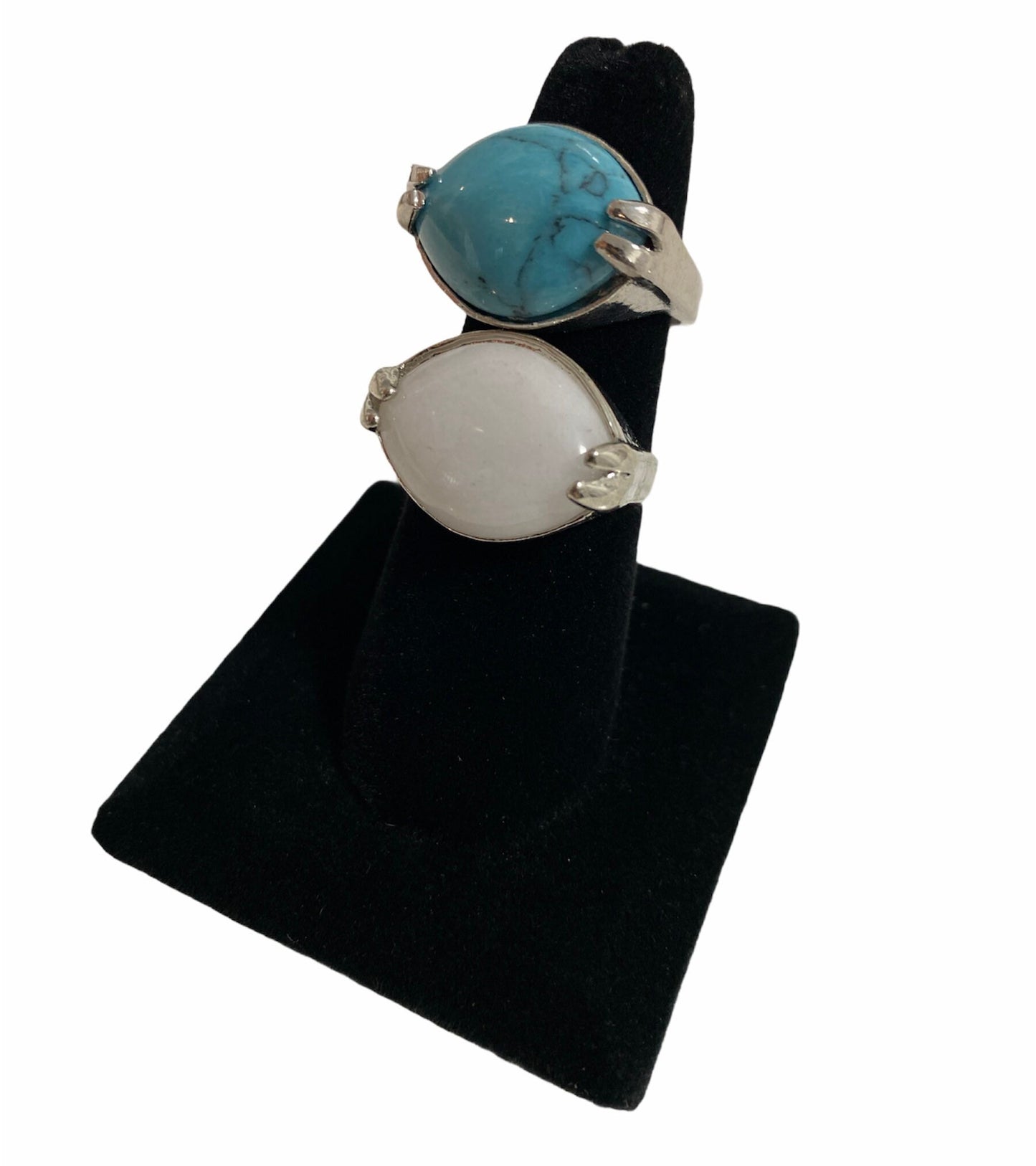 Gemstone Ring | Stone Ring | Turquoise Ring | White Agate Ring | Statement Ring Crystal Eyes It