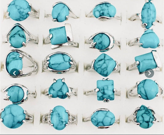 Gemstone Ring | Stone Ring | Turquoise Ring | White Agate Ring | Statement Ring Crystal Eyes It