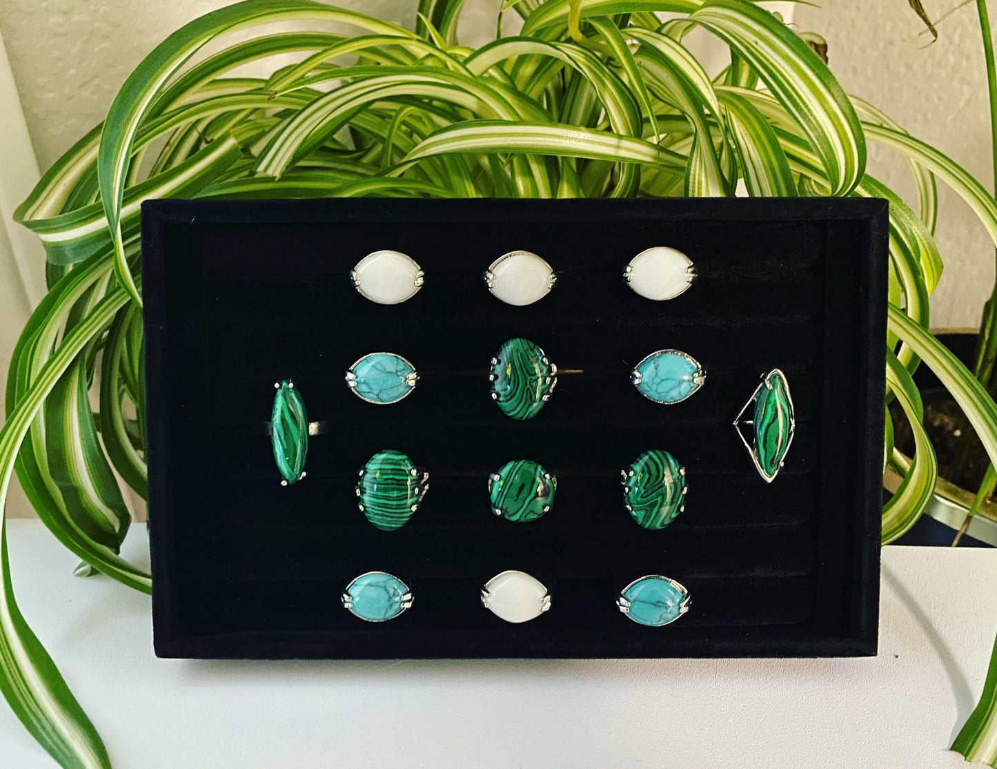Gemstone Ring | Stone Ring | Turquoise Ring | White Agate Ring | Statement Ring Crystal Eyes It