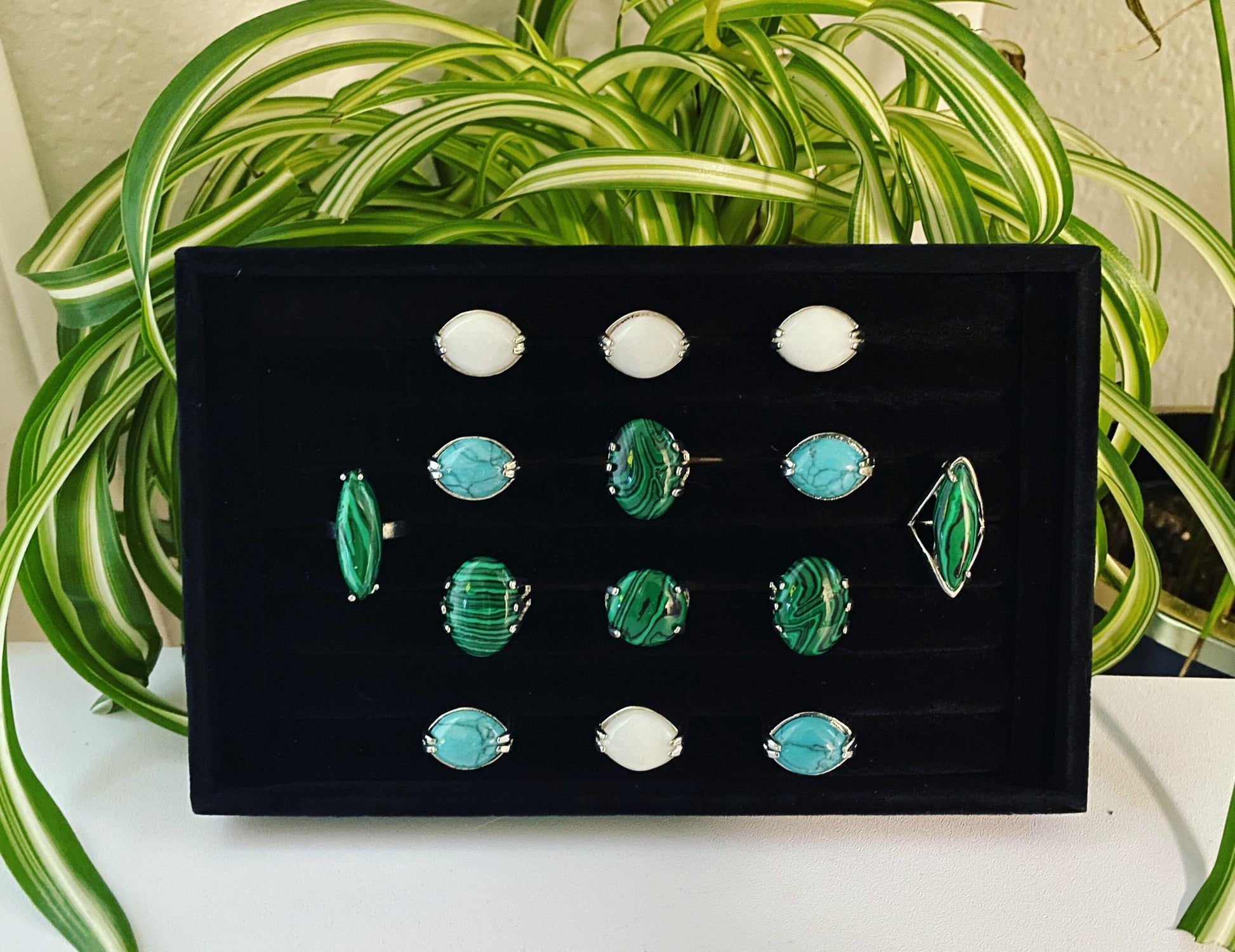 Gemstone Ring | Stone Ring | Turquoise Ring | White Agate Ring | Statement Ring Crystal Eyes It