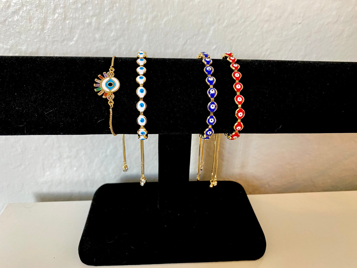 Evil Eye Bracelet | Blue | Red | Mal de Ojo | Matiasma | Nazar | Protection Symbol | Good Luck Charm | Talisman | Jewelry | Gold | Gift Crystal Eyes It