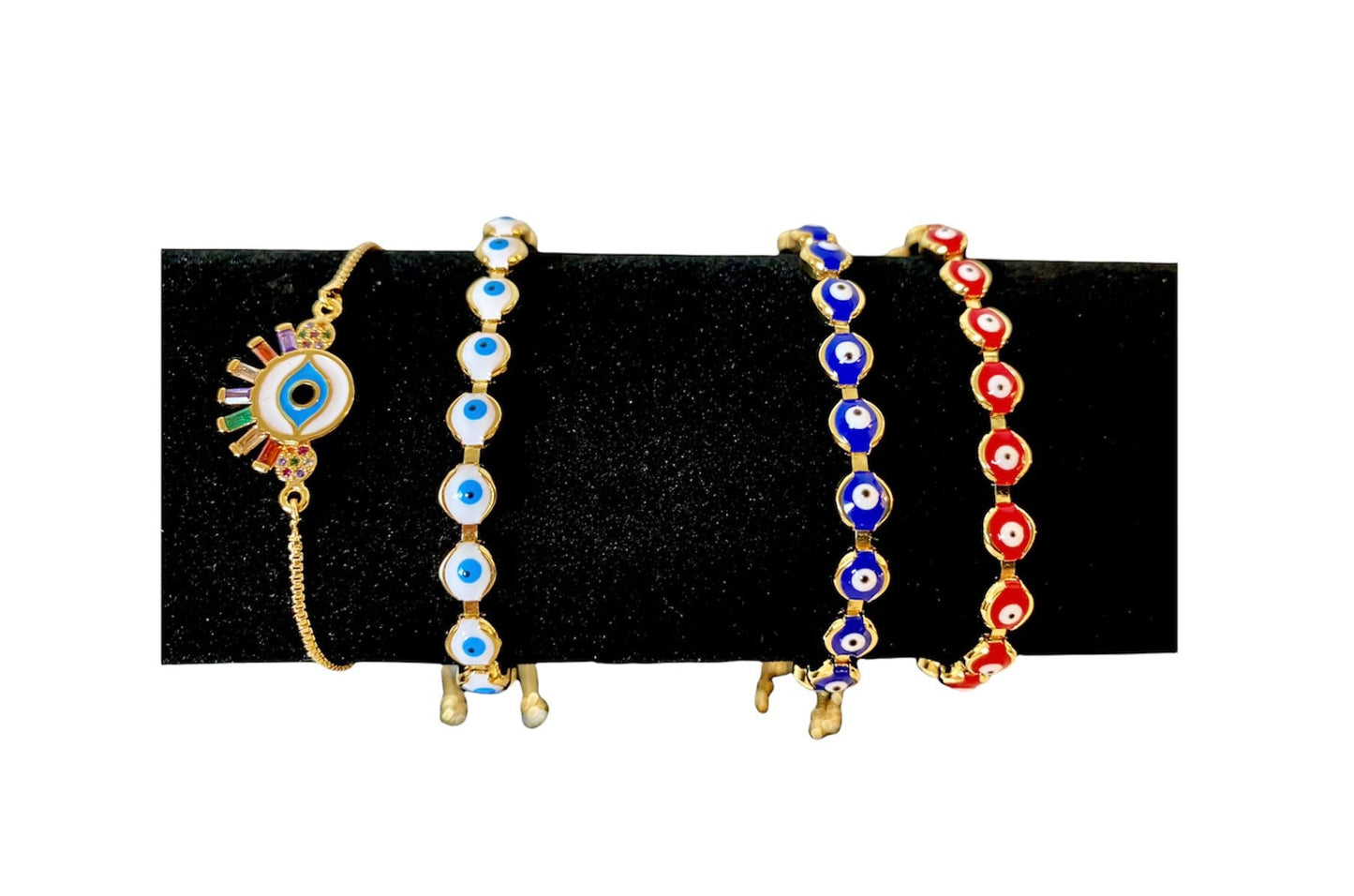 Evil Eye Bracelet | Blue | Red | Mal de Ojo | Matiasma | Nazar | Protection Symbol | Good Luck Charm | Talisman | Jewelry | Gold | Gift Crystal Eyes It