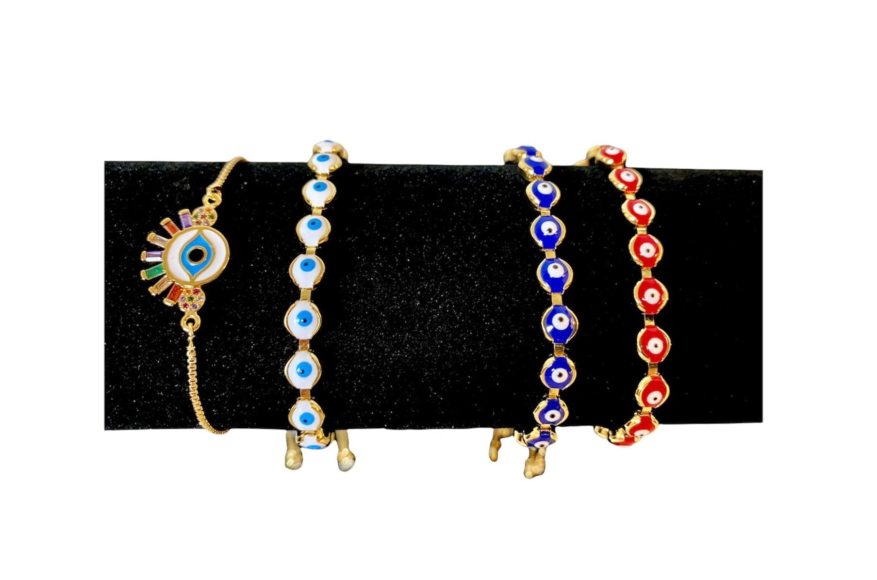 Evil Eye Bracelet | Blue | Red | Mal de Ojo | Matiasma | Nazar | Protection Symbol | Good Luck Charm | Talisman | Jewelry | Gold | Gift Crystal Eyes It