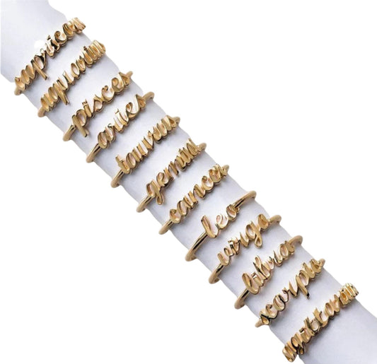 Zodiac Sign Ring | Astrology | Horoscope | Adjustable | Dainty | Gold | Jewelry | Gift Crystal Eyes It