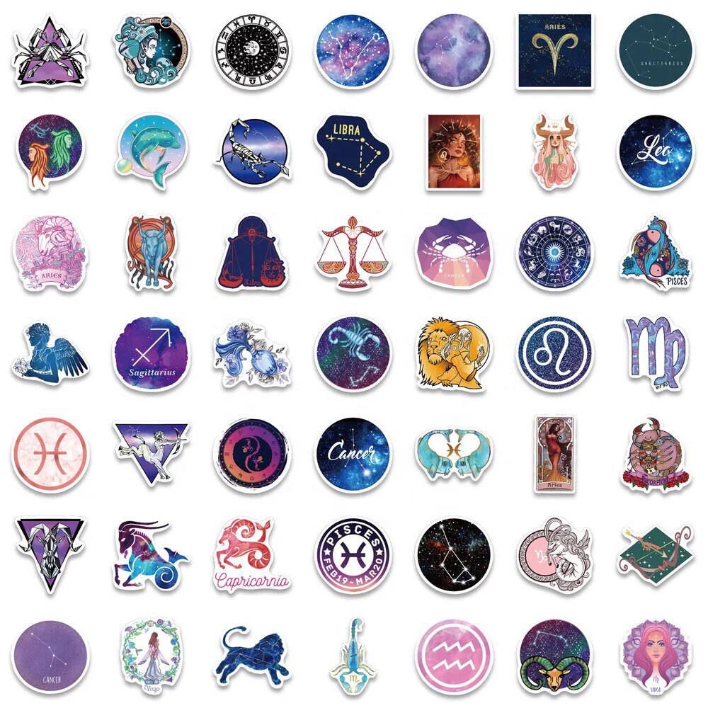 Zodiac Sign Stickers | Astrology | Horoscope | Pack of 10 20 30 40 50 | Vinyl | Waterproof | Decoration | Gift Crystal Eyes It
