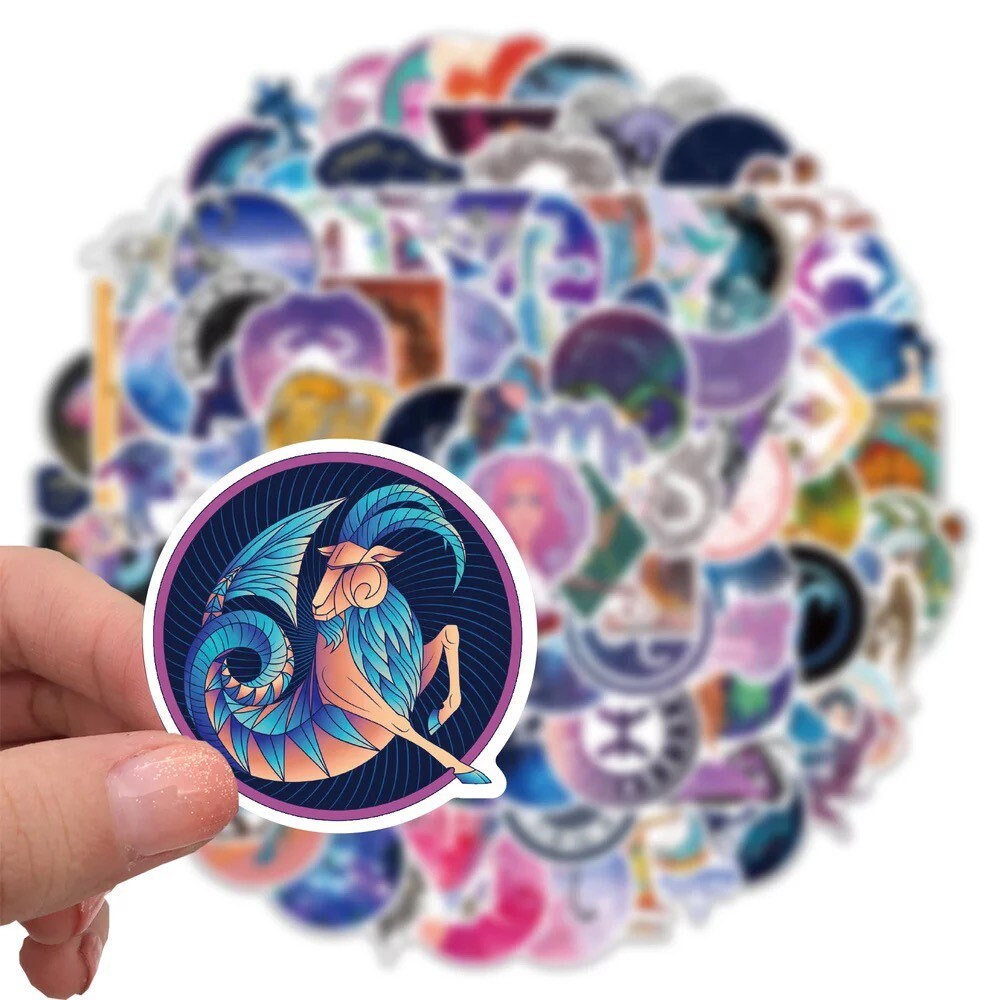 Zodiac Sign Stickers | Astrology | Horoscope | Pack of 10 20 30 40 50 | Vinyl | Waterproof | Decoration | Gift Crystal Eyes It