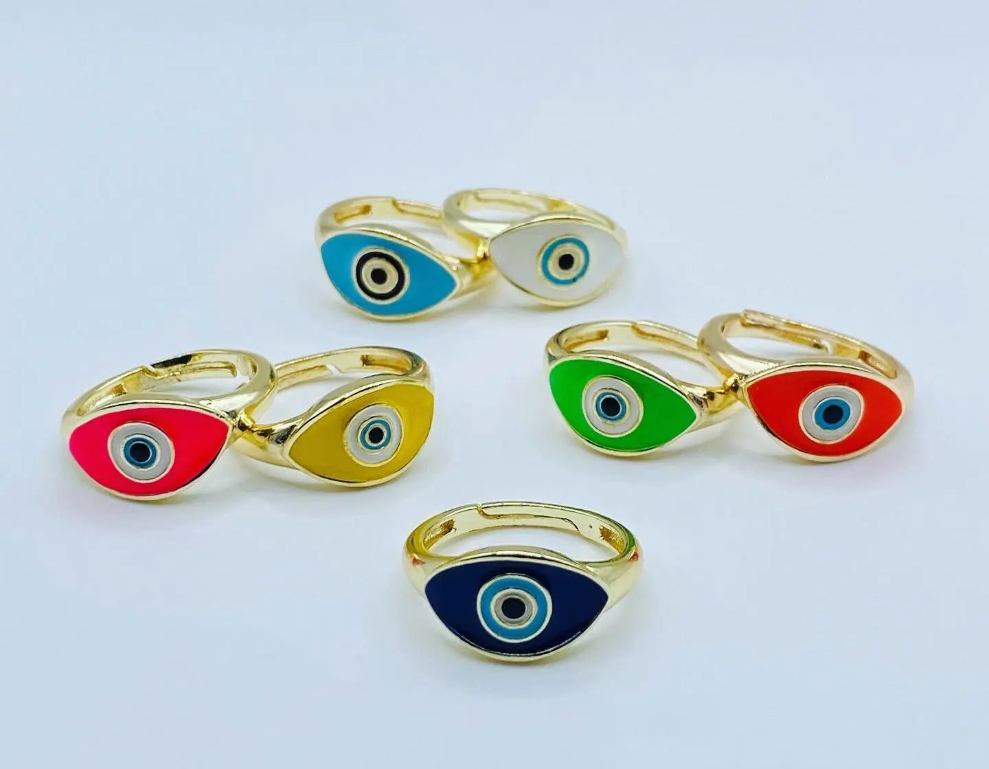 Colorful Evil Eye Ring | Nazar | Matiasma | Mal de Ojo | Protection Symbol | Good Luck Charm | Talisman | Adjustable | Jewelry | Gift Crystal Eyes It