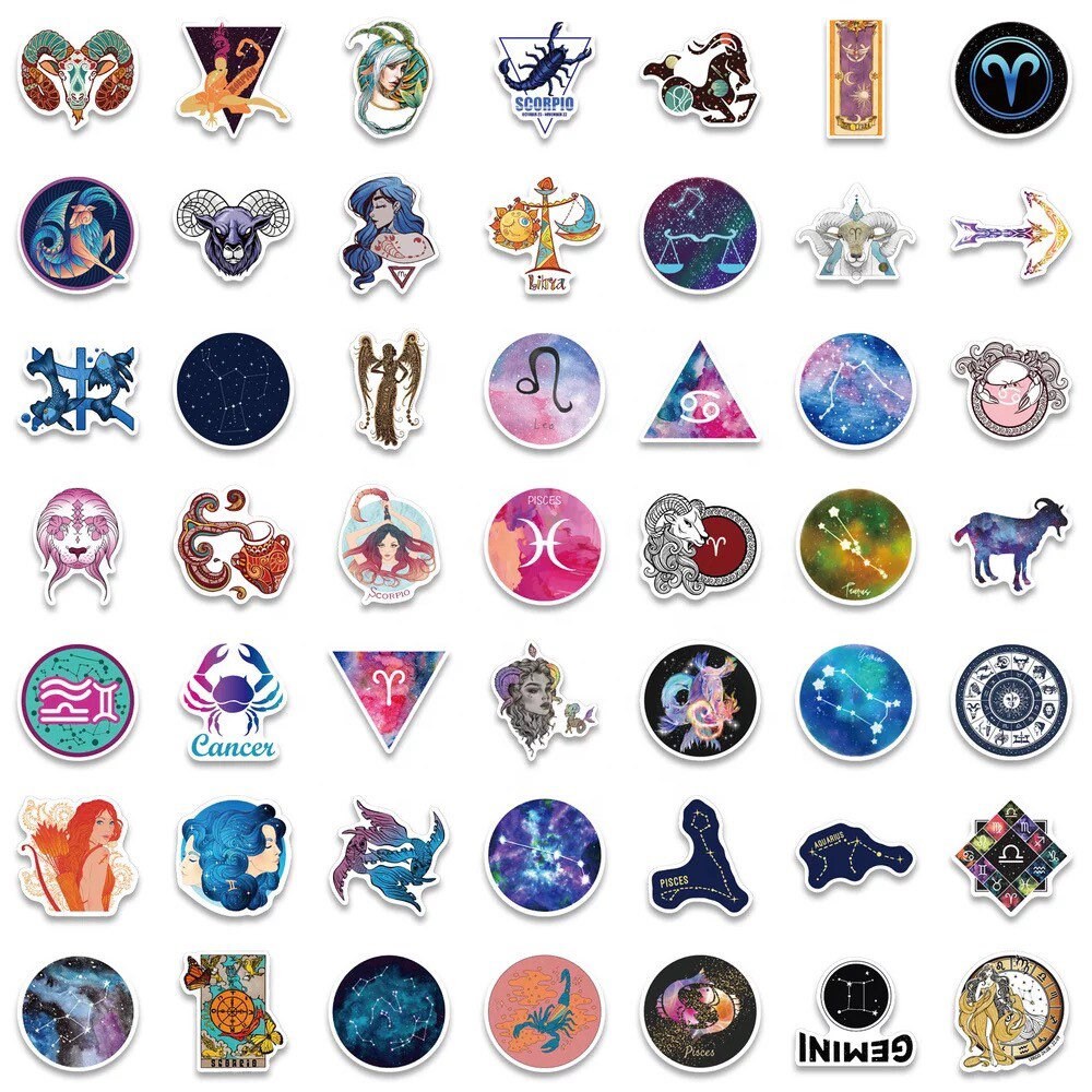 Zodiac Sign Stickers | Astrology | Horoscope | Pack of 10 20 30 40 50 | Vinyl | Waterproof | Decoration | Gift Crystal Eyes It