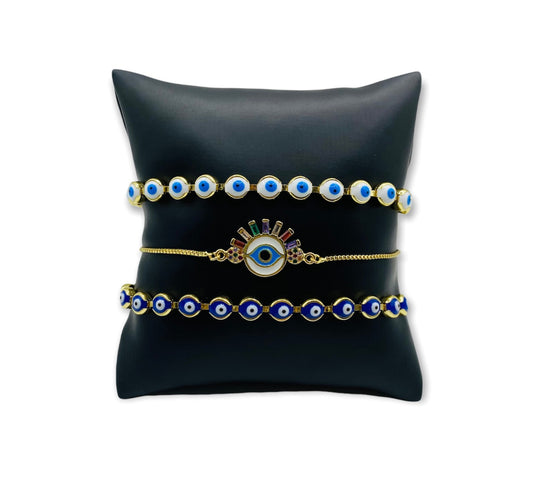 Evil Eye Bracelet | Blue | Red | Mal de Ojo | Matiasma | Nazar | Protection Symbol | Good Luck Charm | Talisman | Jewelry | Gold | Gift Crystal Eyes It