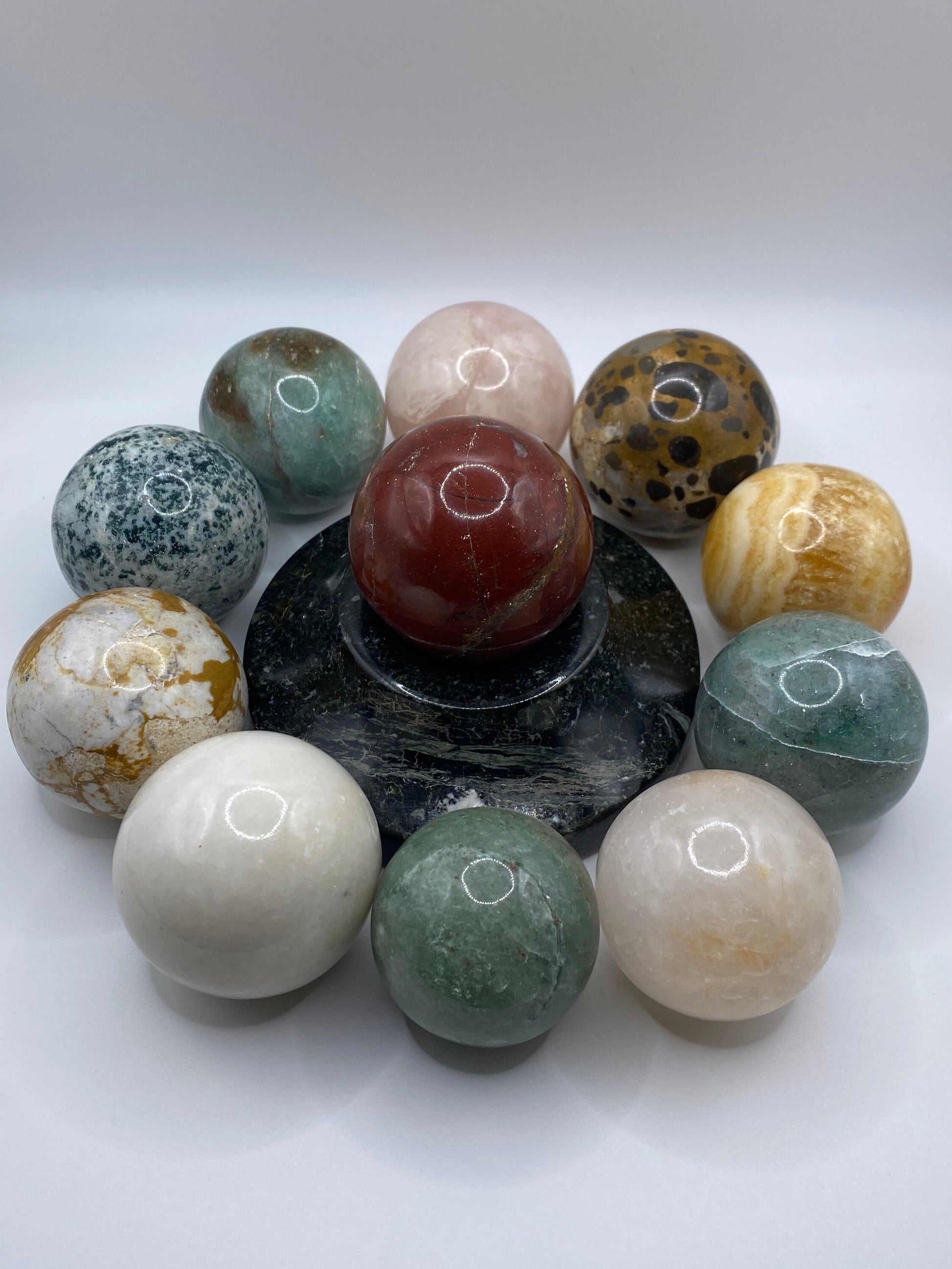 Crystal Sphere | Ball | Orb | Healing | Quartz | Jasper | Calcite | Gemstone | Altar Decor | Gift Crystal Eyes It