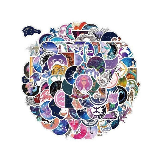 Zodiac Sign Stickers | Astrology | Horoscope | Pack of 10 20 30 40 50 | Vinyl | Waterproof | Decoration | Gift Crystal Eyes It