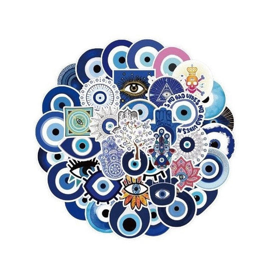 Evil Eye Stickers | Pack of 10 20 30 40 50 | Nazar | Matiasma | Mal de Ojo | Vinyl Stickers | Waterproof Stickers Crystal Eyes It