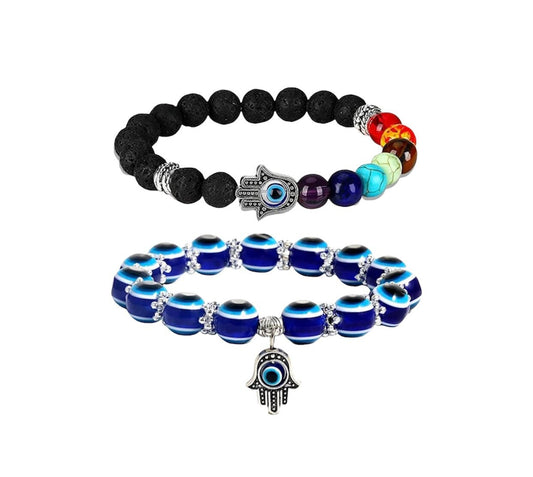 Evil Eye Bracelet | Hamsa | Matiasma | Nazar | Mal de Ojo | Chakra | Protection Symbol | Good Luck Charm | Jewelry | Set | Gift Crystal Eyes It