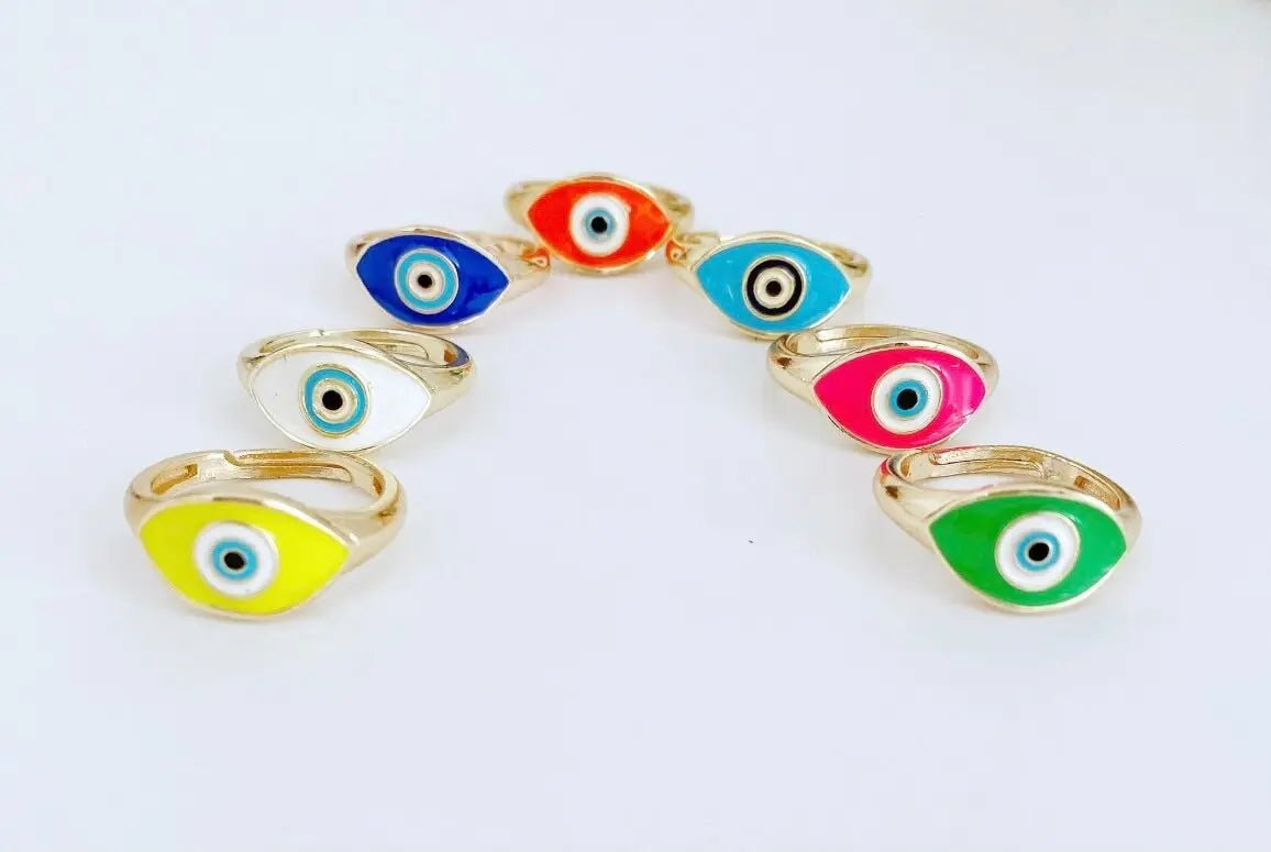 Colorful Evil Eye Ring | Nazar | Matiasma | Mal de Ojo | Protection Symbol | Good Luck Charm | Talisman | Adjustable | Jewelry | Gift Crystal Eyes It