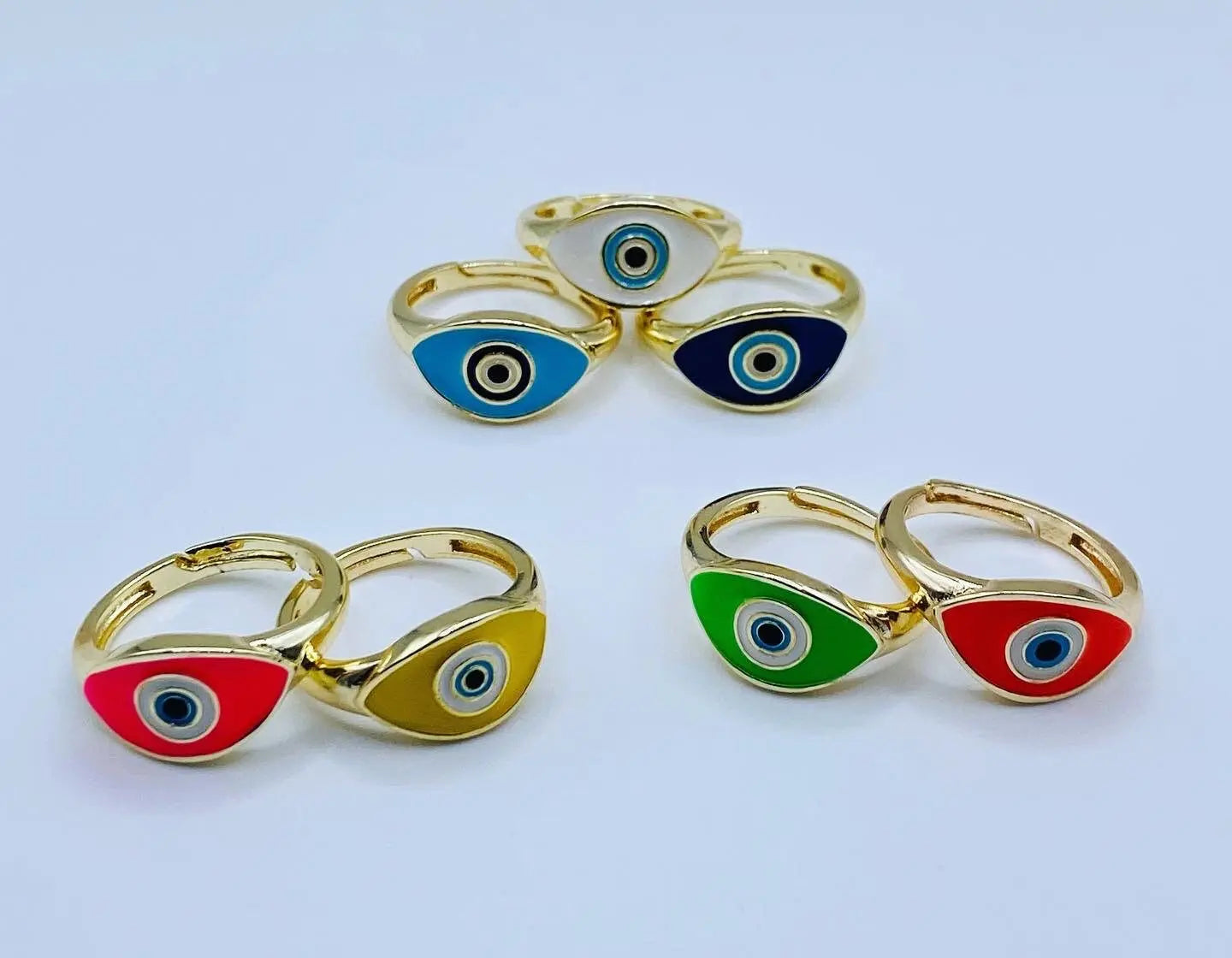 Colorful Evil Eye Ring | Nazar | Matiasma | Mal de Ojo | Protection Symbol | Good Luck Charm | Talisman | Adjustable | Jewelry | Gift Crystal Eyes It