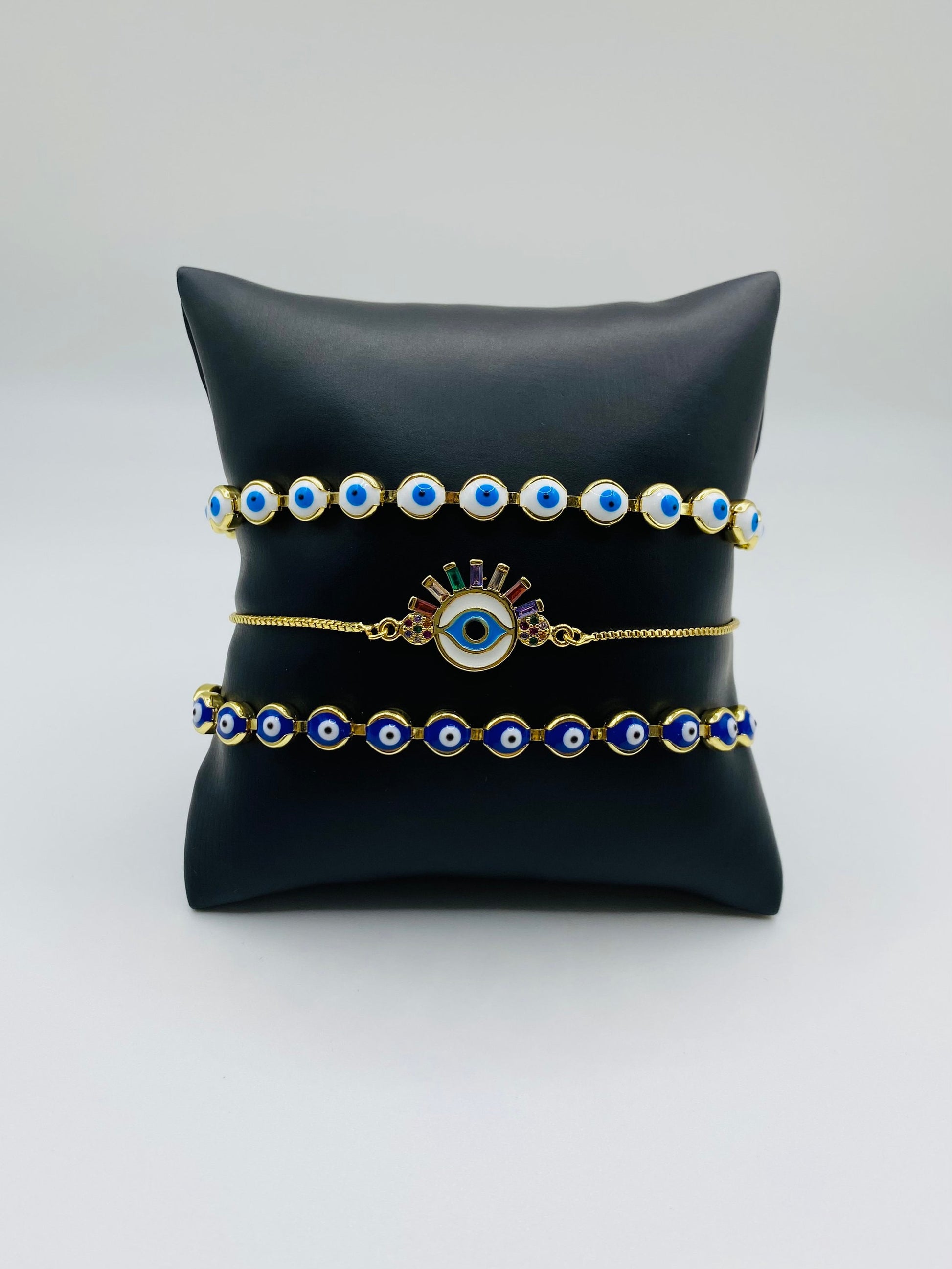 Evil Eye Bracelet | Blue | Red | Mal de Ojo | Matiasma | Nazar | Protection Symbol | Good Luck Charm | Talisman | Jewelry | Gold | Gift Crystal Eyes It