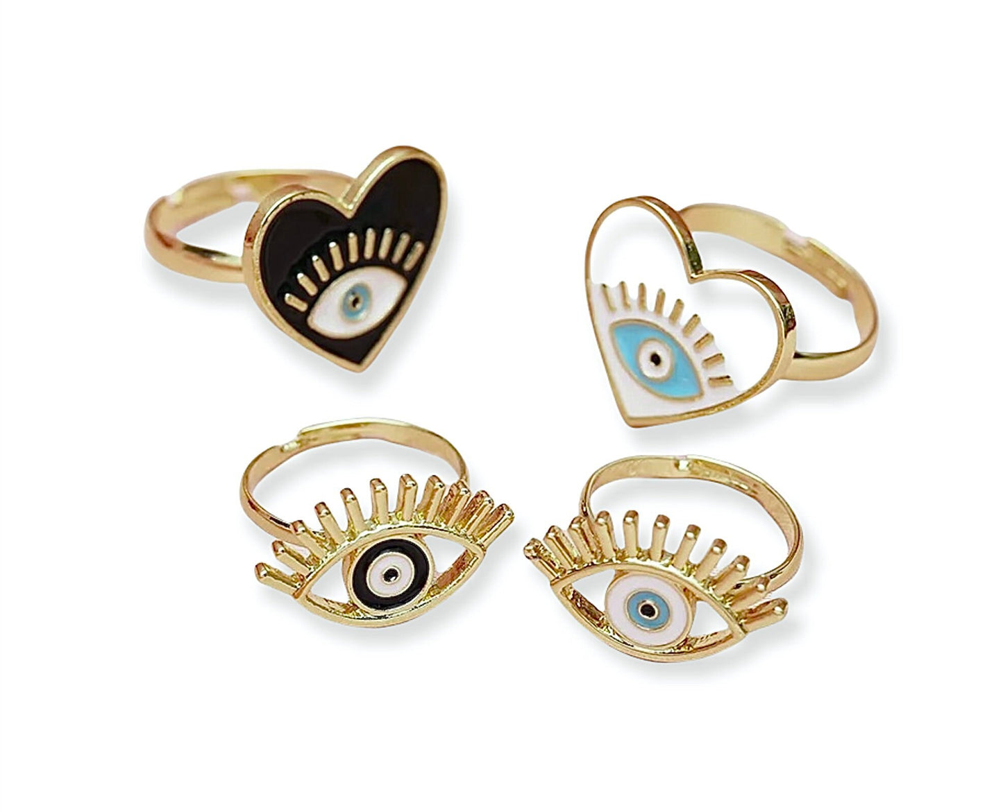 Evil Eye Ring | Heart | Statement | Nazar | Mal de Ojo | Protection Symbol | Good Luck Charm | Talisman | Adjustable | Jewelry | Gift Crystal Eyes It