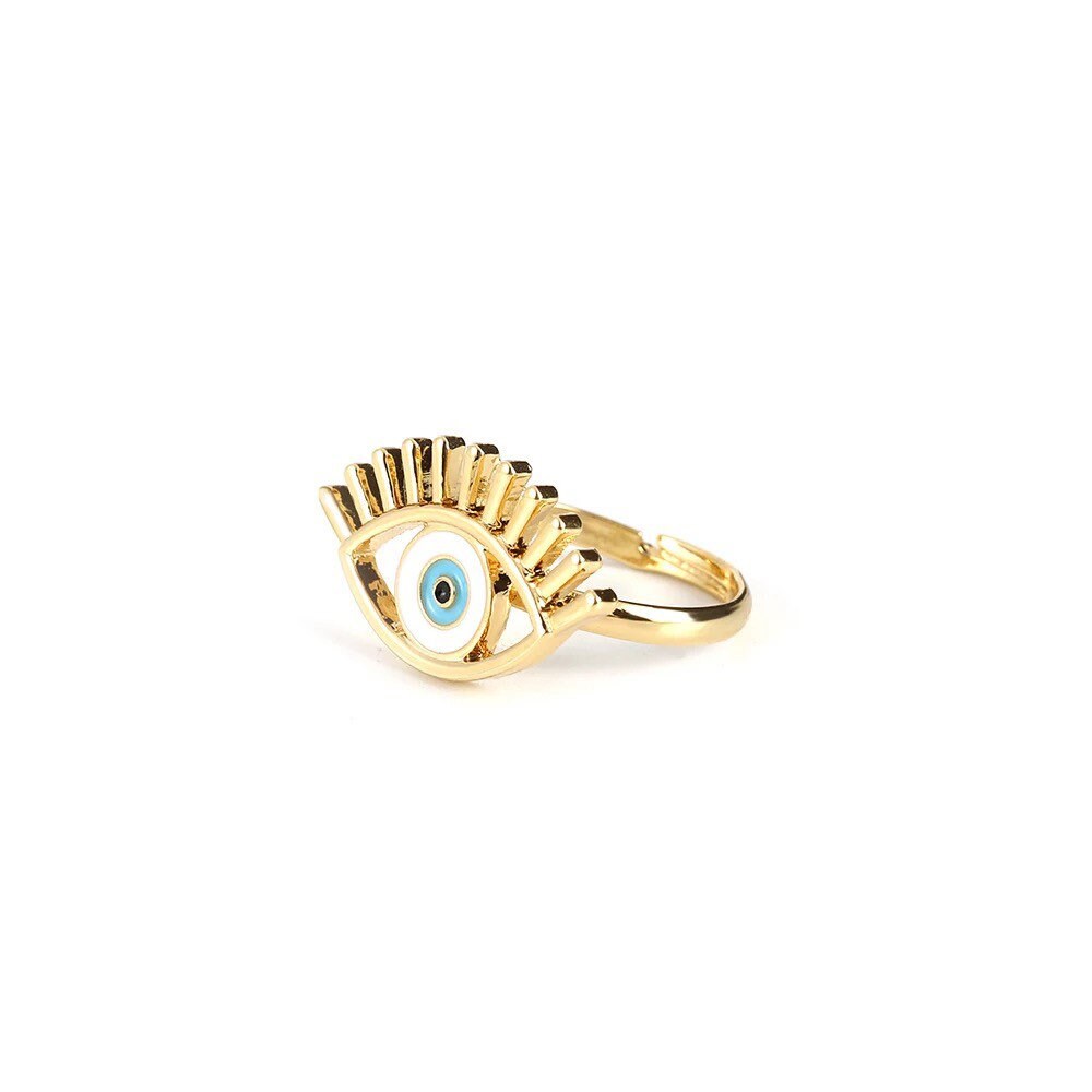 Evil Eye Ring | Heart | Statement | Nazar | Mal de Ojo | Protection Symbol | Good Luck Charm | Talisman | Adjustable | Jewelry | Gift Crystal Eyes It
