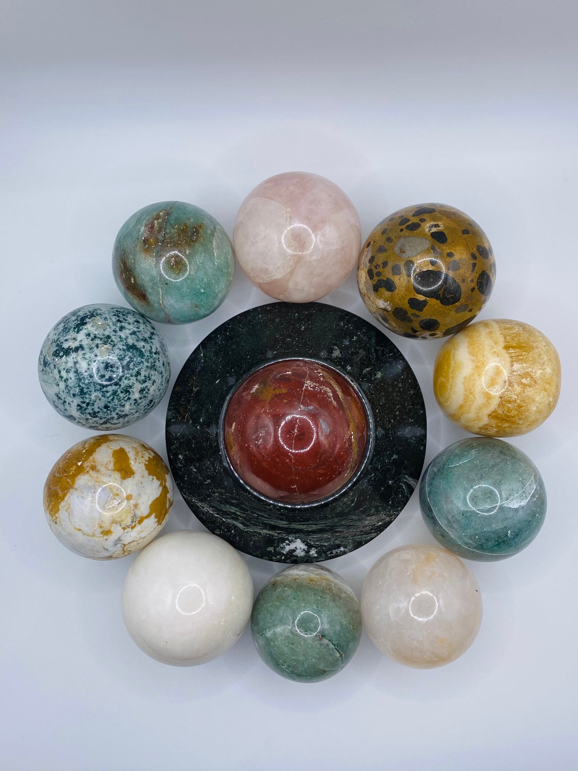 Crystal Sphere | Ball | Orb | Healing | Quartz | Jasper | Calcite | Gemstone | Altar Decor | Gift Crystal Eyes It