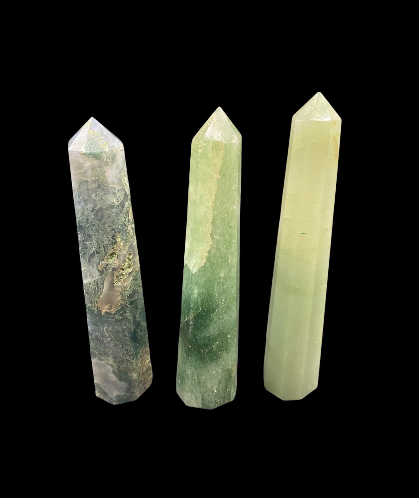 Green Crystal Tower | Aventurine | Moss Agate | Point | Wand | Natural | Healing | Meditation | Altar Decor | Gift Crystal Eyes It
