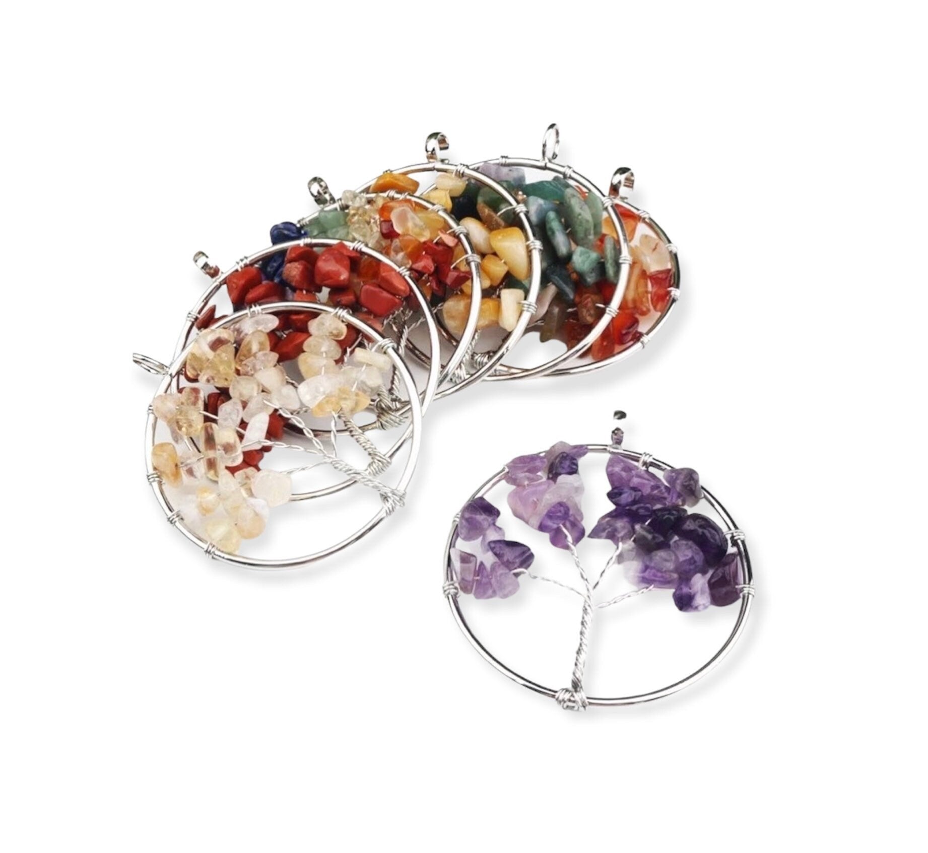 Crystal Tree of Life | Pendant | Necklace | Natural Gemstones | Wire Wrapped Jewelry | Chakra | Gift Crystal Eyes It