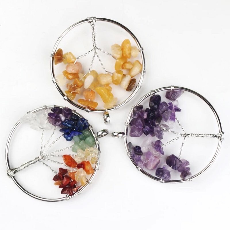 Crystal Tree of Life | Pendant | Necklace | Natural Gemstones | Wire Wrapped Jewelry | Chakra | Gift Crystal Eyes It