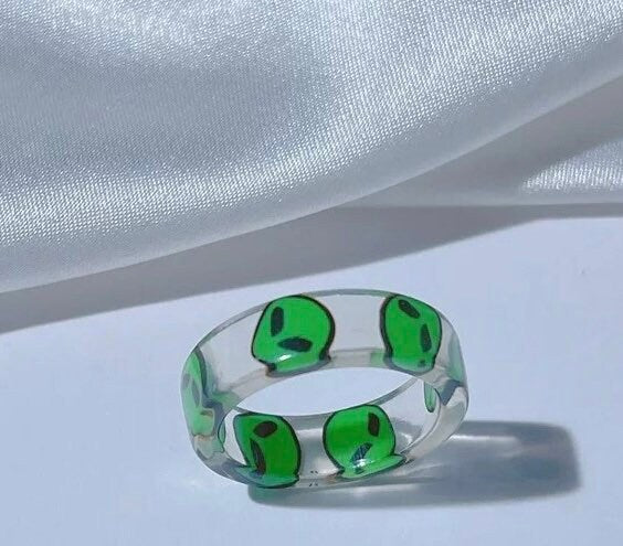Rings | Evil Eye | Smiley Face | Alien | Yin Yang | Band Ring | Size 6 | Colorful | Fun | Gift Crystal Eyes It