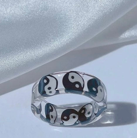 Rings | Evil Eye | Smiley Face | Alien | Yin Yang | Band Ring | Size 6 | Colorful | Fun | Gift Crystal Eyes It