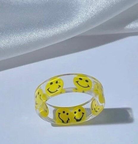 Rings | Evil Eye | Smiley Face | Alien | Yin Yang | Band Ring | Size 6 | Colorful | Fun | Gift Crystal Eyes It