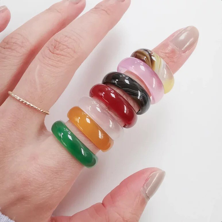 Banded Agate Ring | Size 7 | Gemstone Band | Healing Stone | Statement Jewelry | Gift Crystal Eyes It