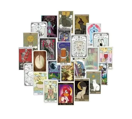 Tarot Card Stickers | Witchy | Funny | Pack of 10 20 30 40 50 | Glossy Vinyl | Waterproof | Gift Crystal Eyes It
