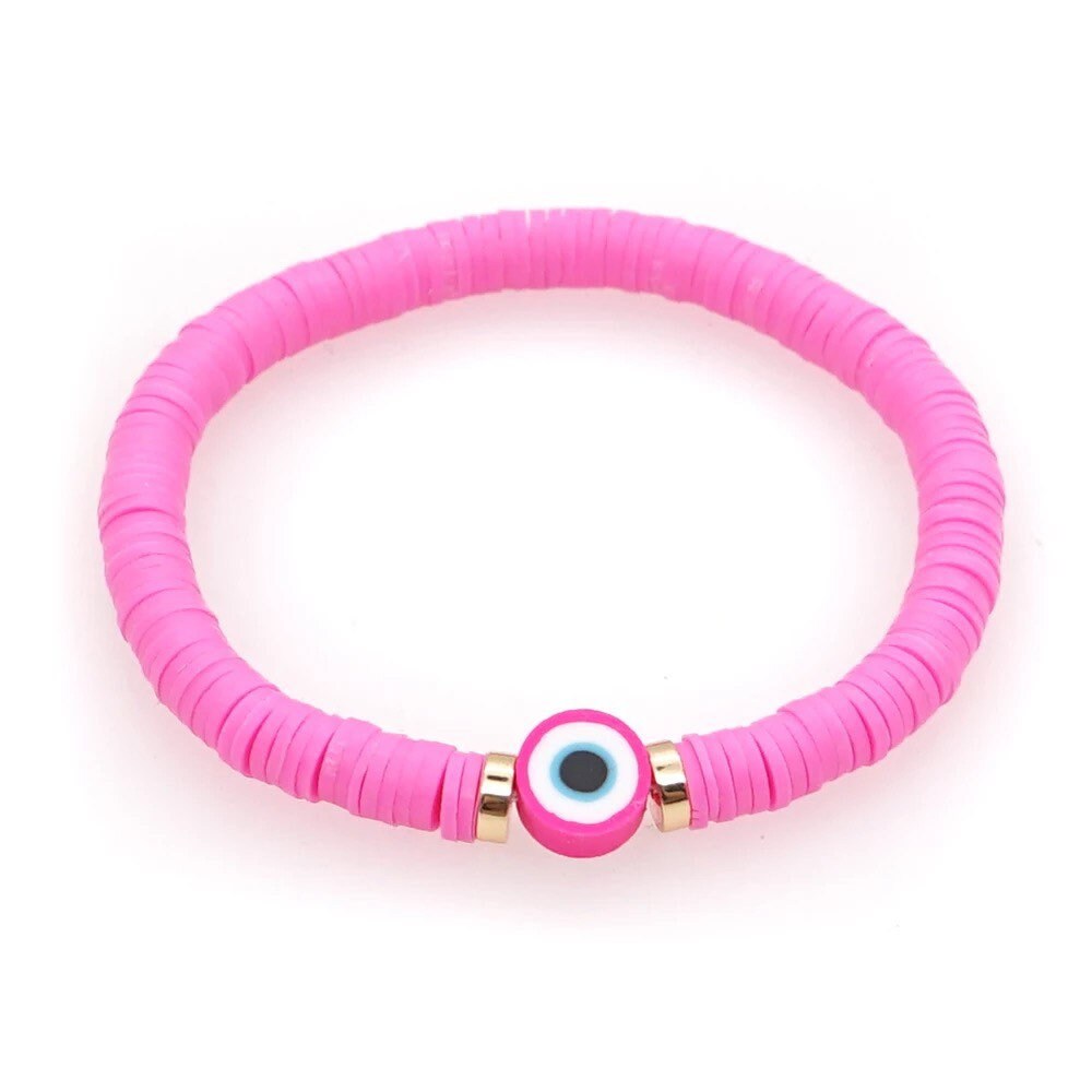 Evil Eye Bracelet | Heishi Clay Beads | Colorful | Summer | Mal de Ojo | Protection Symbol | Good Luck Charm | Talisman | Jewelry | Gift Crystal Eyes It